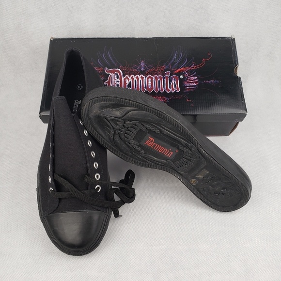 Demonia Other - Demonia DEVIANT Gothic Black Canvas Unisex Shoes